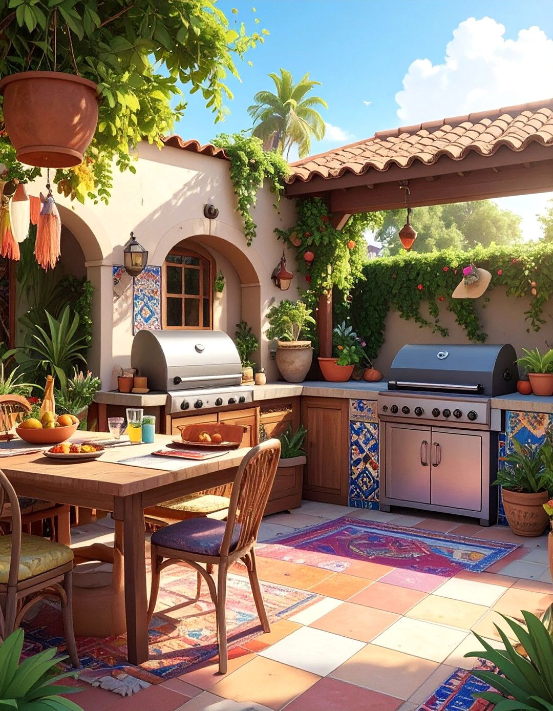 Bohemian Eclectic BBQ Gathering Space - 40 Amazing BBQ Area Ideas for Outdoor Living