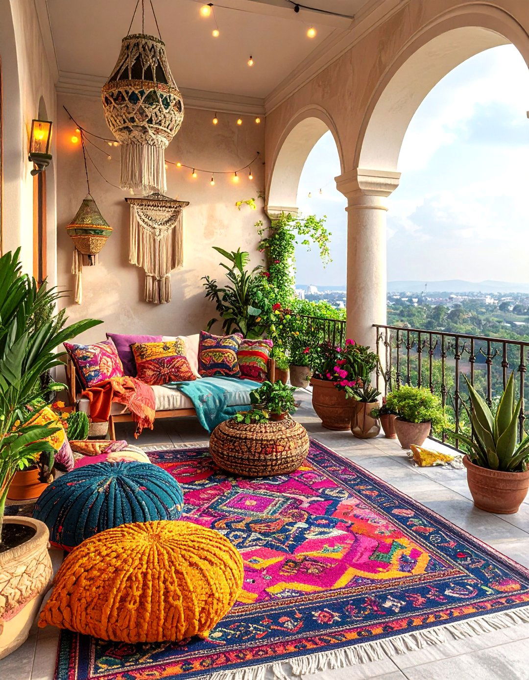 Bohemian Textile Balcony - 20 Mansion Balcony Ideas for a Luxurious View