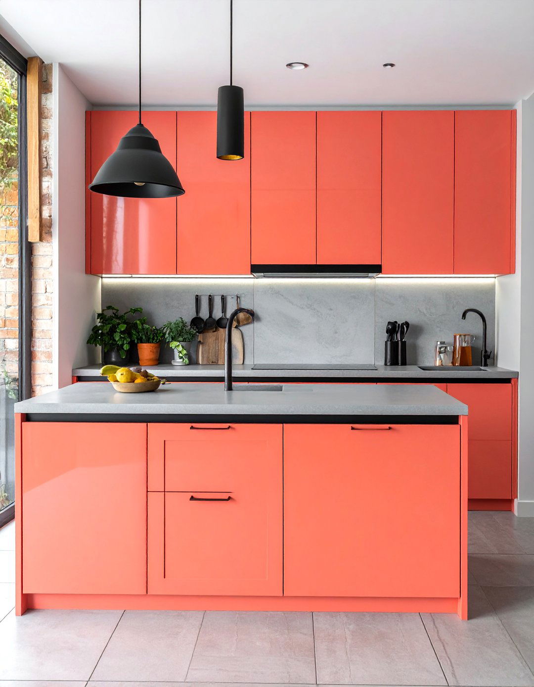 Bold Coral Kitchen Cabinets - 40 Kitchen Cabinet Color Ideas to Refresh Your Space