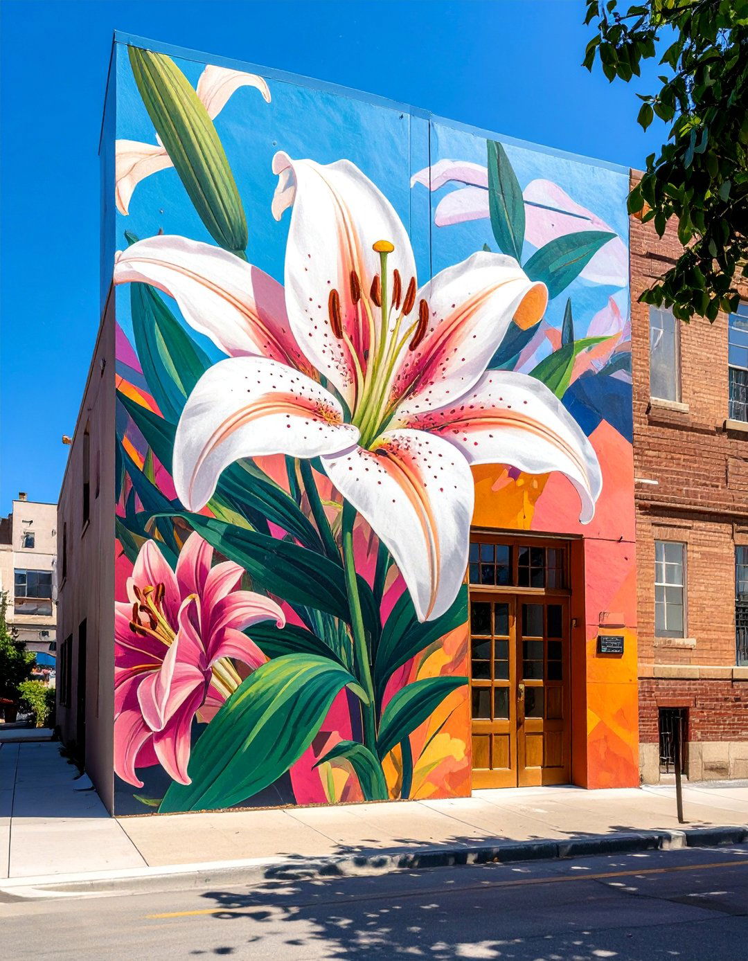 Botanical Illustration Style Flower Murals on Buildings - 20 Flower Murals on Buildings to Brighten Urban Landscapes