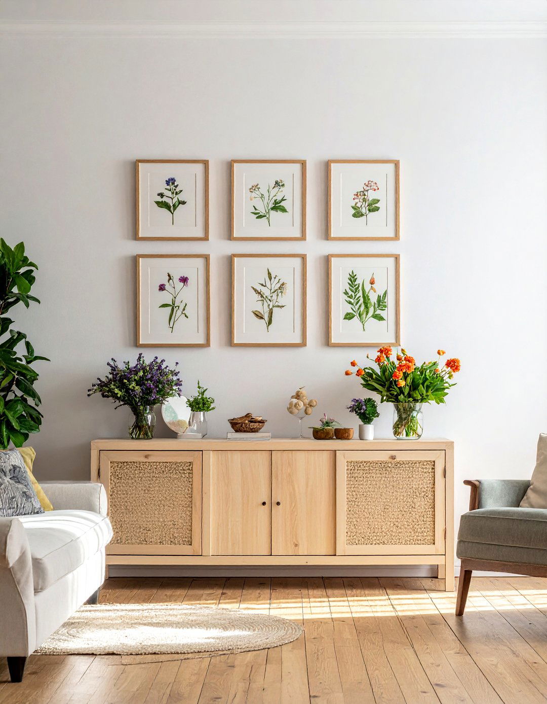 Botanical Print Wall Art - 40 French Country Living Room Ideas for a Cozy Space