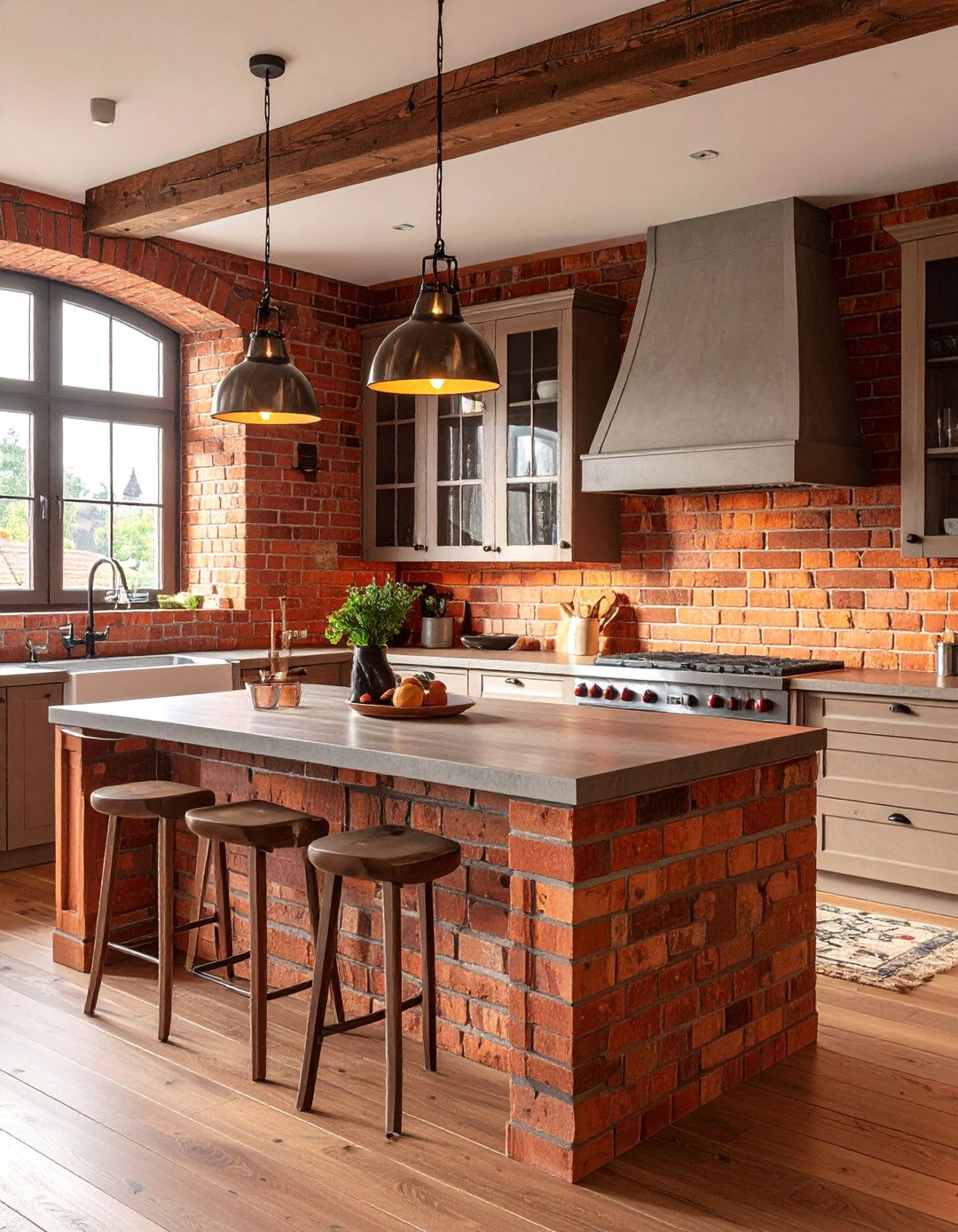 Brick Veneer Rustic Appeal - 40 Kitchen Backsplash Ideas for White Cabinets
