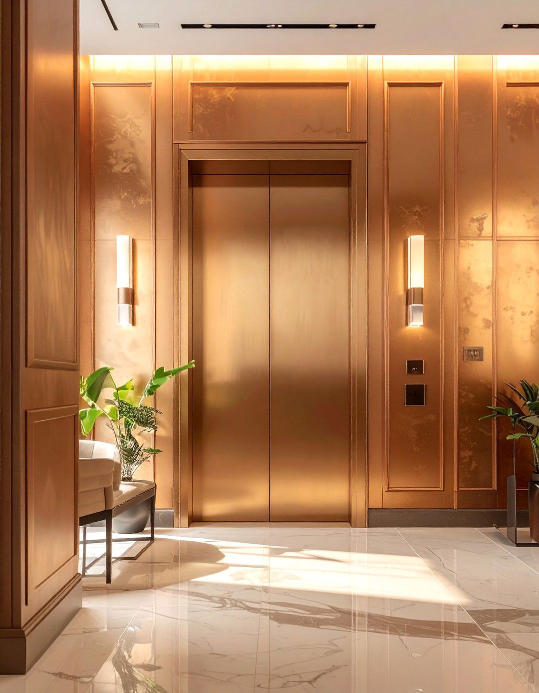 Bronze Luxury Finishes - 25 Elevator Design Ideas for Modern Homes