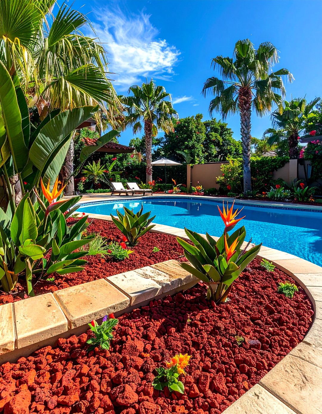 Building Safe Red Lava Rock Pool Landscaping - 20 Red Lava Rock Landscaping Ideas for Bold Gardens