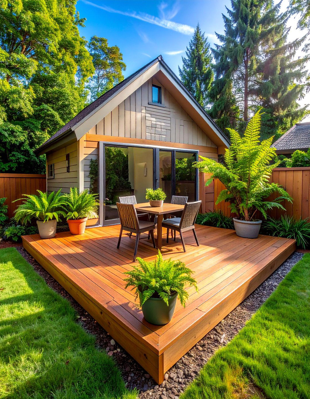Building a Corner Deck for Outdoor Dining - 30 Corner Landscaping Ideas for a Beautiful Yard