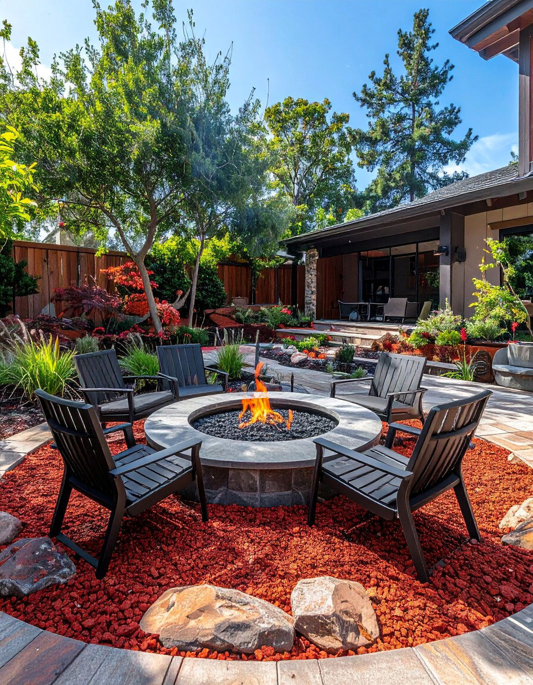 Building a Red Lava Rock Fire Pit Surround - 20 Red Lava Rock Landscaping Ideas for Bold Gardens