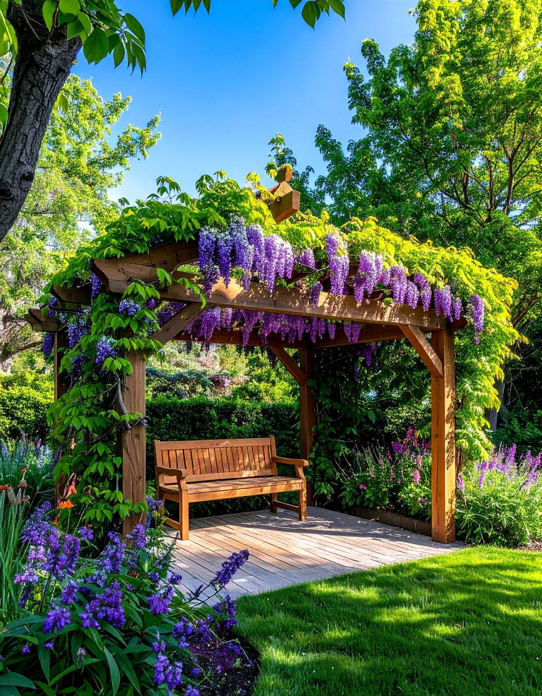 Building a Triangular Corner Pergola with Climbing Vines - 30 Corner Landscaping Ideas for a Beautiful Yard