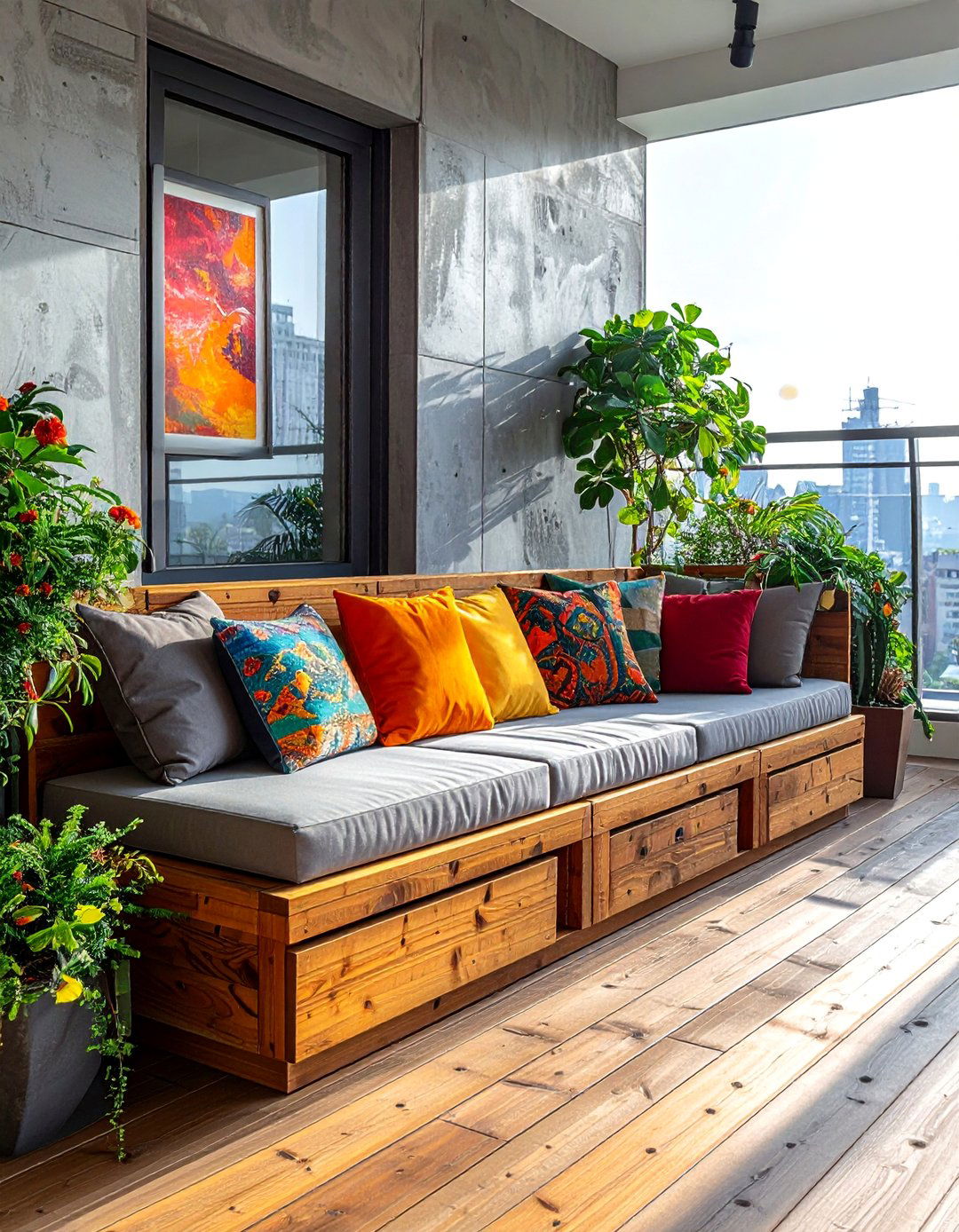Built In Bench Seating for a Loft Balcony - 20 Loft Balcony Ideas to Maximize Your Urban Space