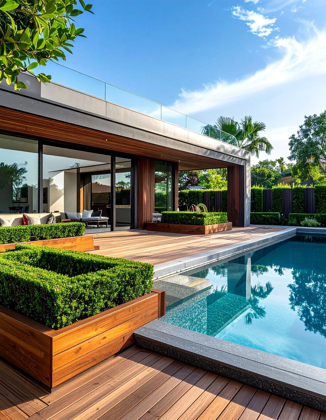 Built in Deck Pool Planters - 30 Pool Planter Ideas for a Lush Backyard Oasis