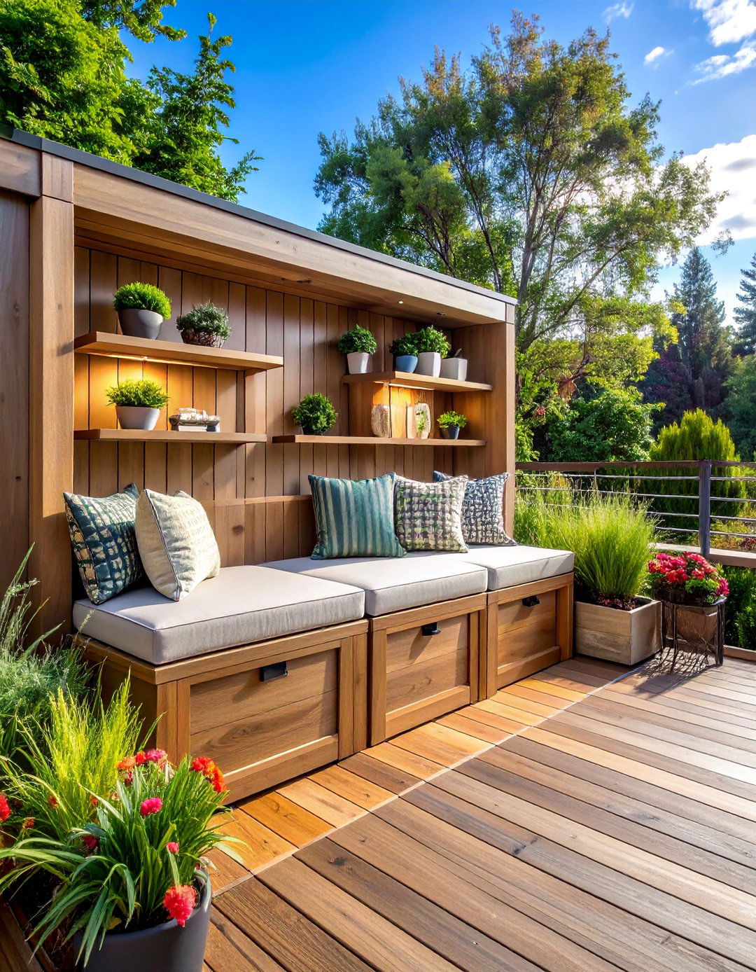 Built in Storage Solutions - 30 Patio Deck Ideas to Elevate Your Outdoor Living