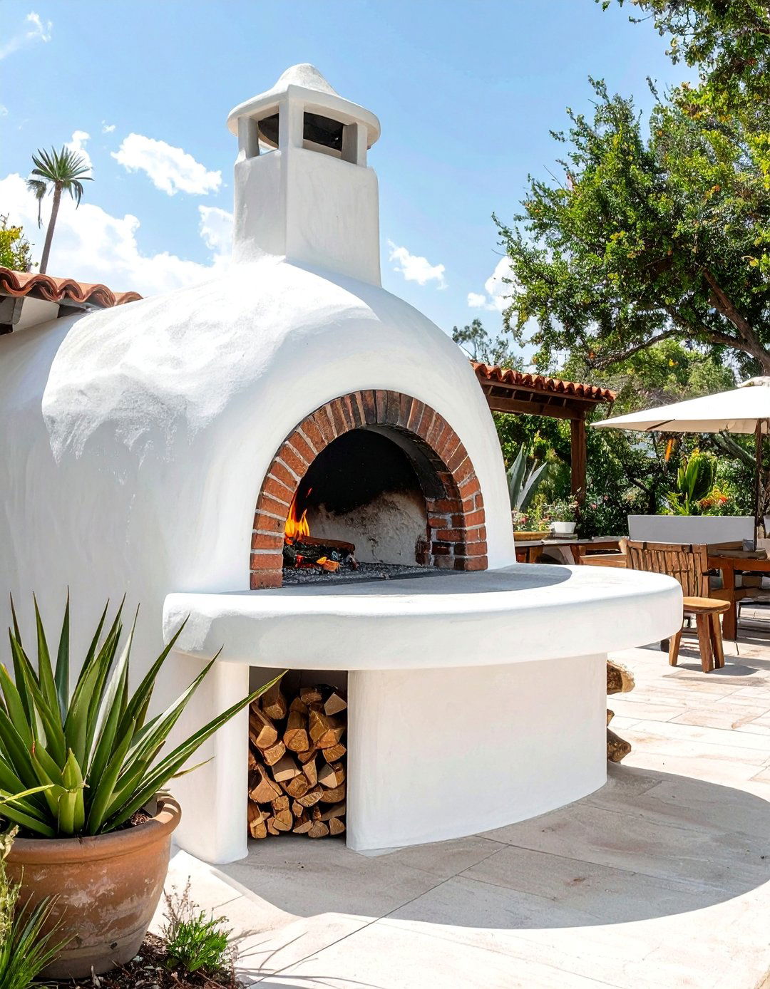 Built in Wood Fired Pizza Oven for a Mexican Outdoor Kitchen - 20 Mexican Outdoor Kitchen Ideas for Entertaining