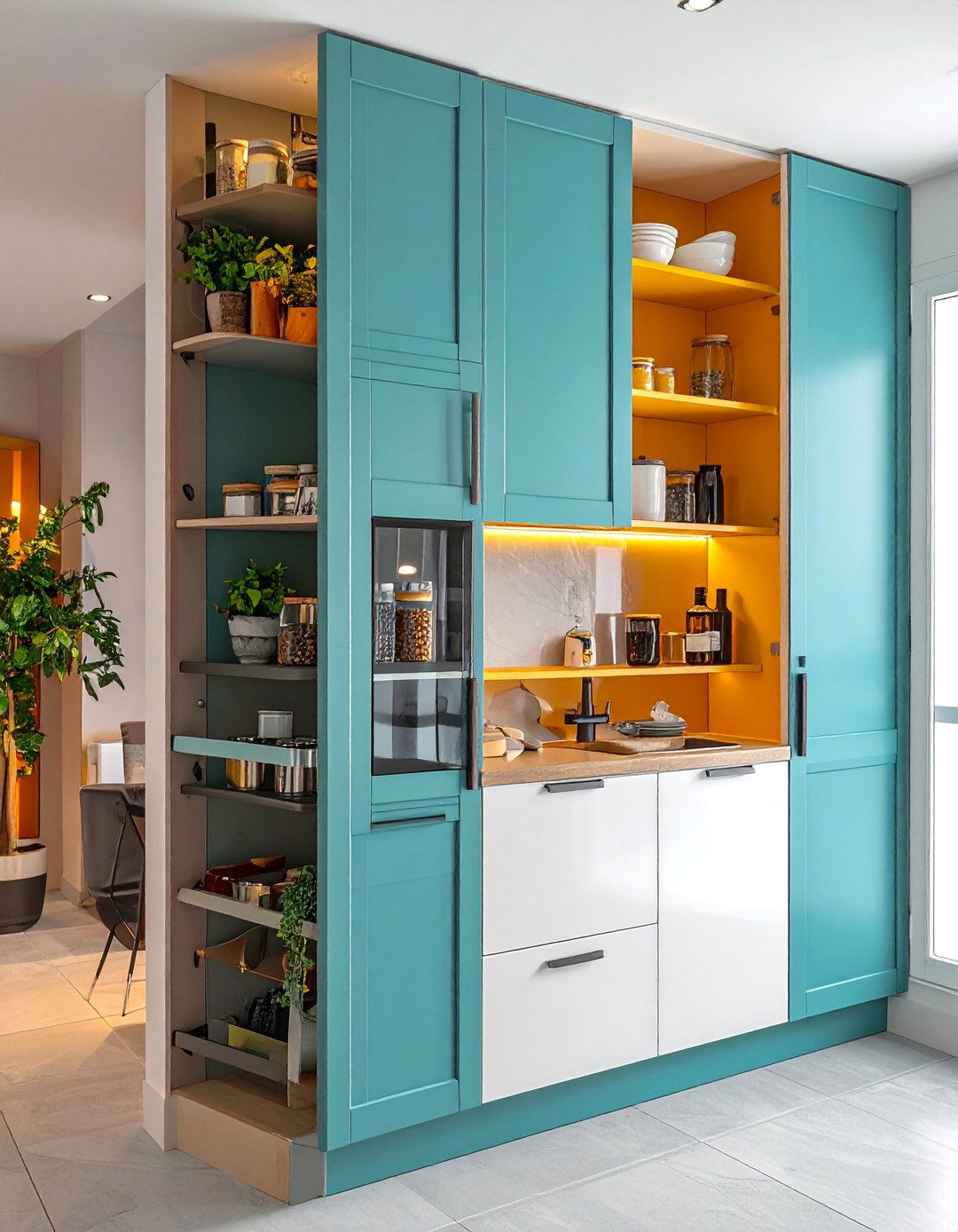 Cabinet Door Storage - 40 Small Kitchen Ideas for Efficient and Stylish Spaces
