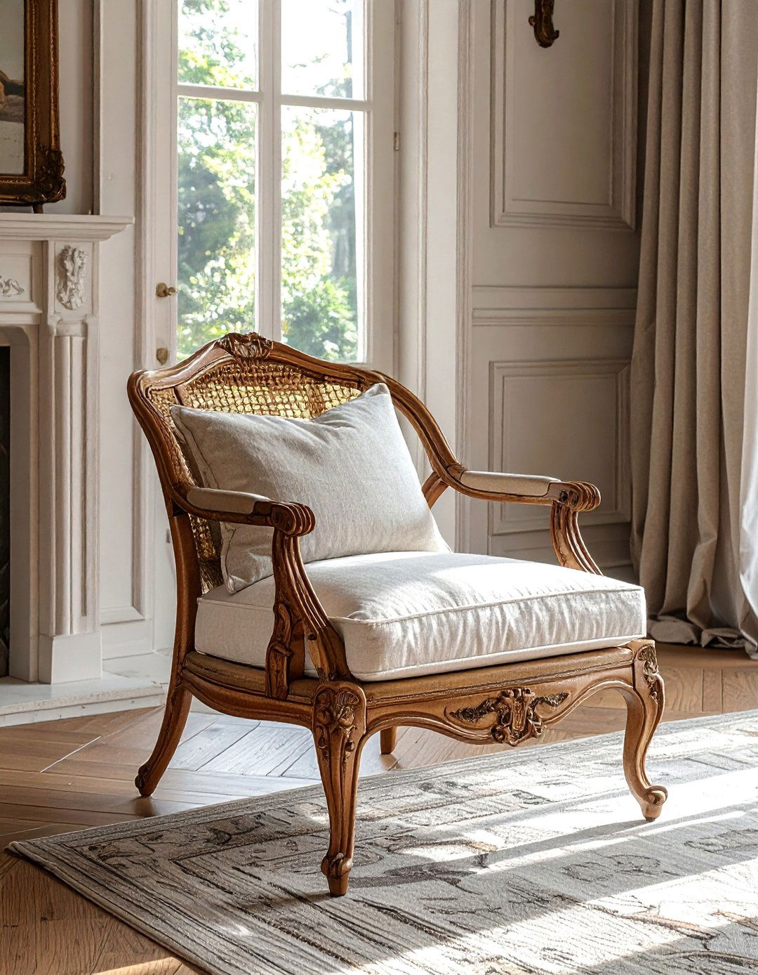 Cane Back Accent Chair - 40 French Country Living Room Ideas for a Cozy Space