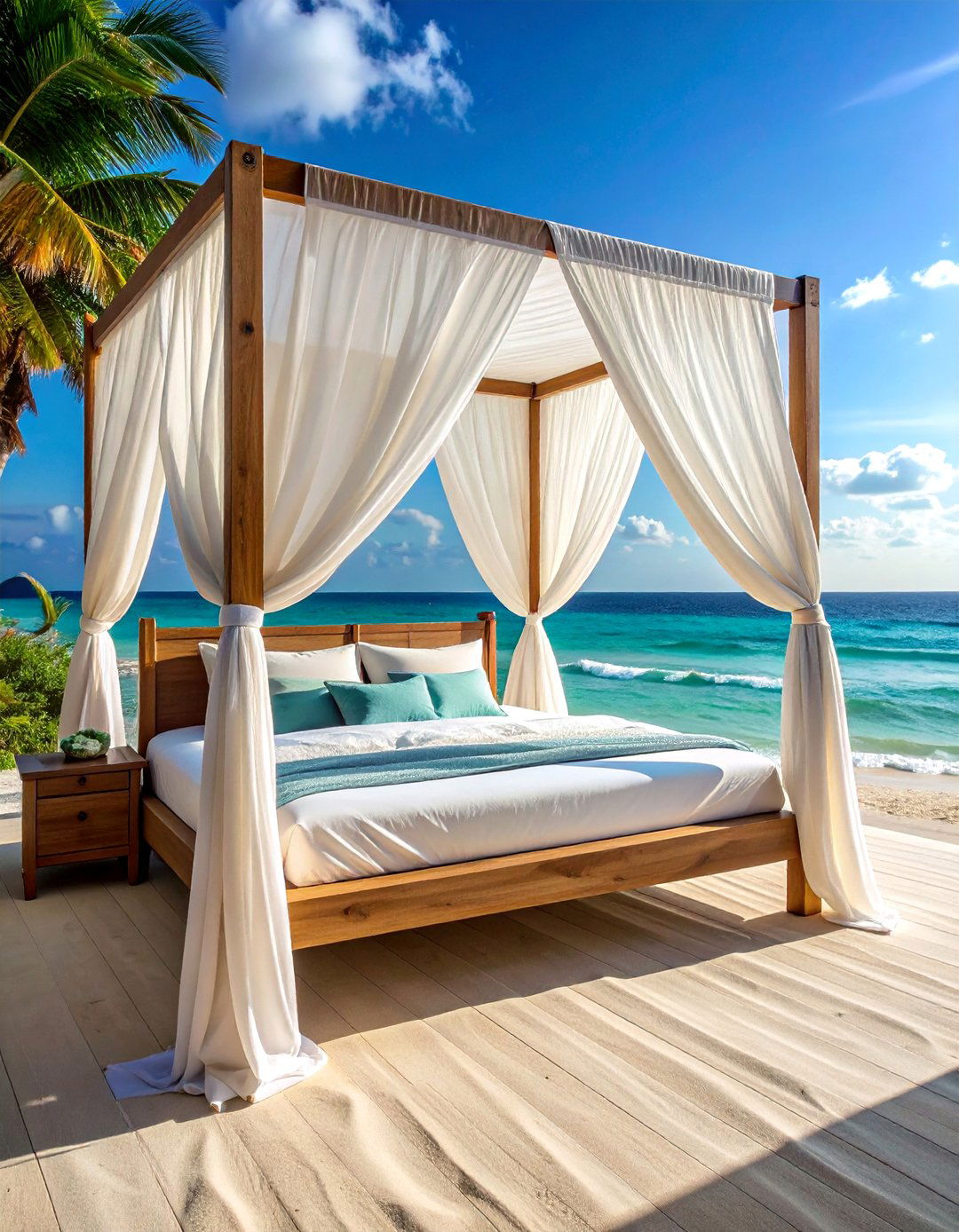 Canopy Bed with Sheer White Curtains in an Ocean themed Bedroom - 40 Ocean-themed Bedroom Ideas for a Serene Retreat