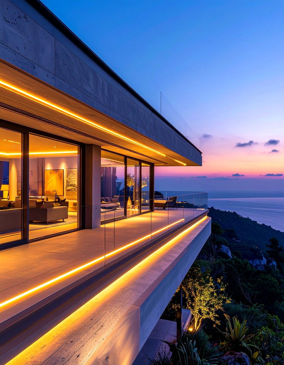 Cantilever Balcony with LED Lighting - 20 Cantilever Balcony Ideas for Modern Homes