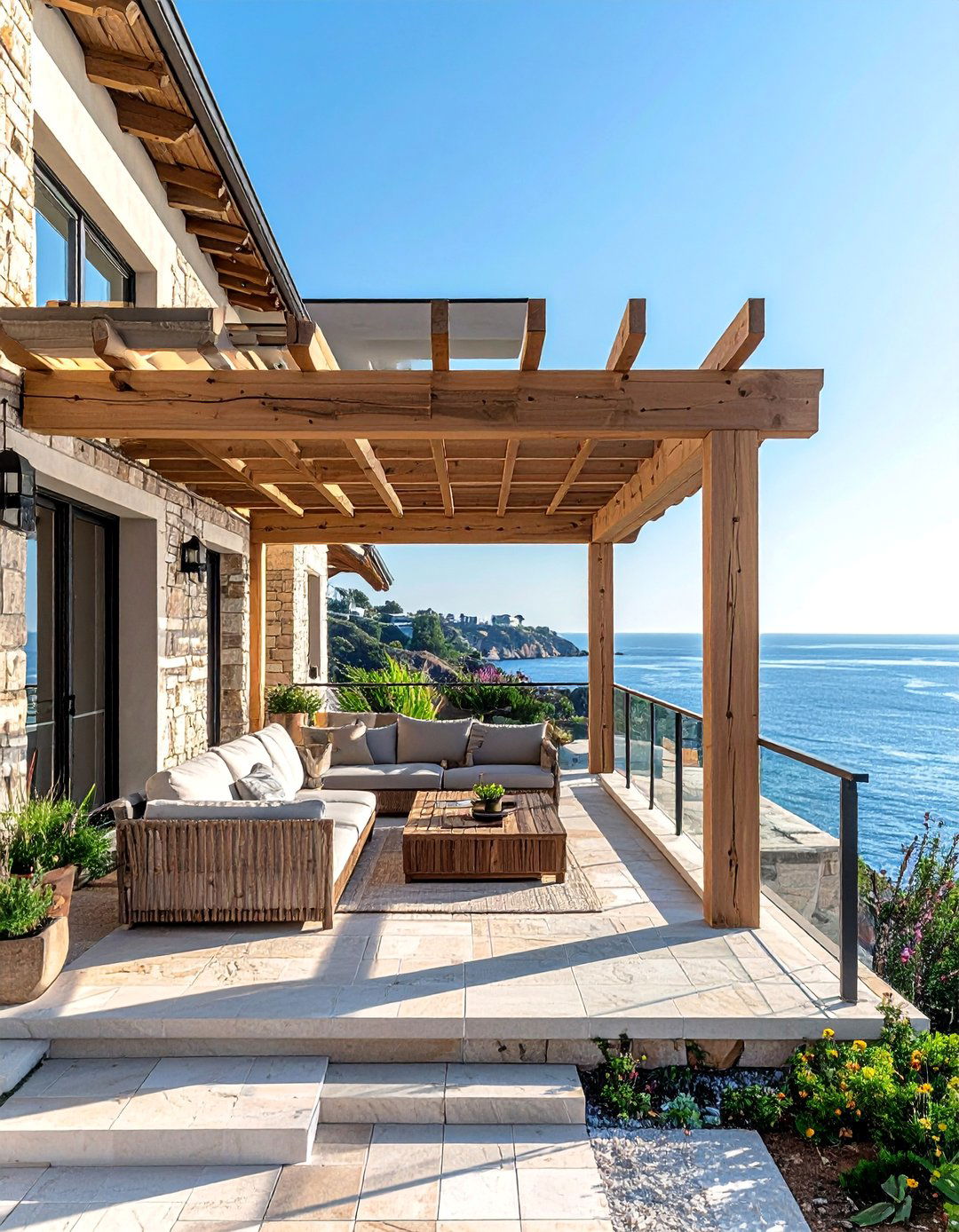 Cantilever Balcony with a Wooden Pergola - 20 Cantilever Balcony Ideas for Modern Homes