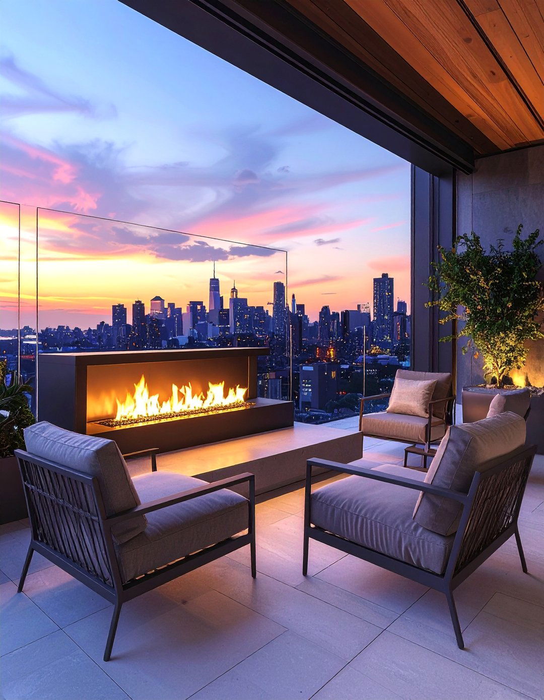Cantilever Balcony with an Outdoor Fireplace - 20 Cantilever Balcony Ideas for Modern Homes