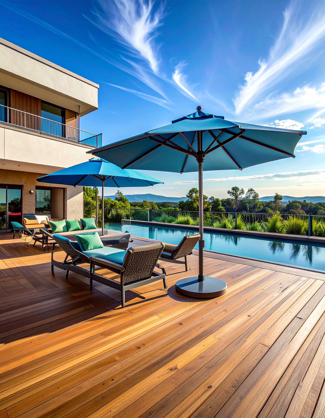 Cantilever Umbrella Configuration - 30 Partially Covered Deck Ideas for Year-Round Enjoyment