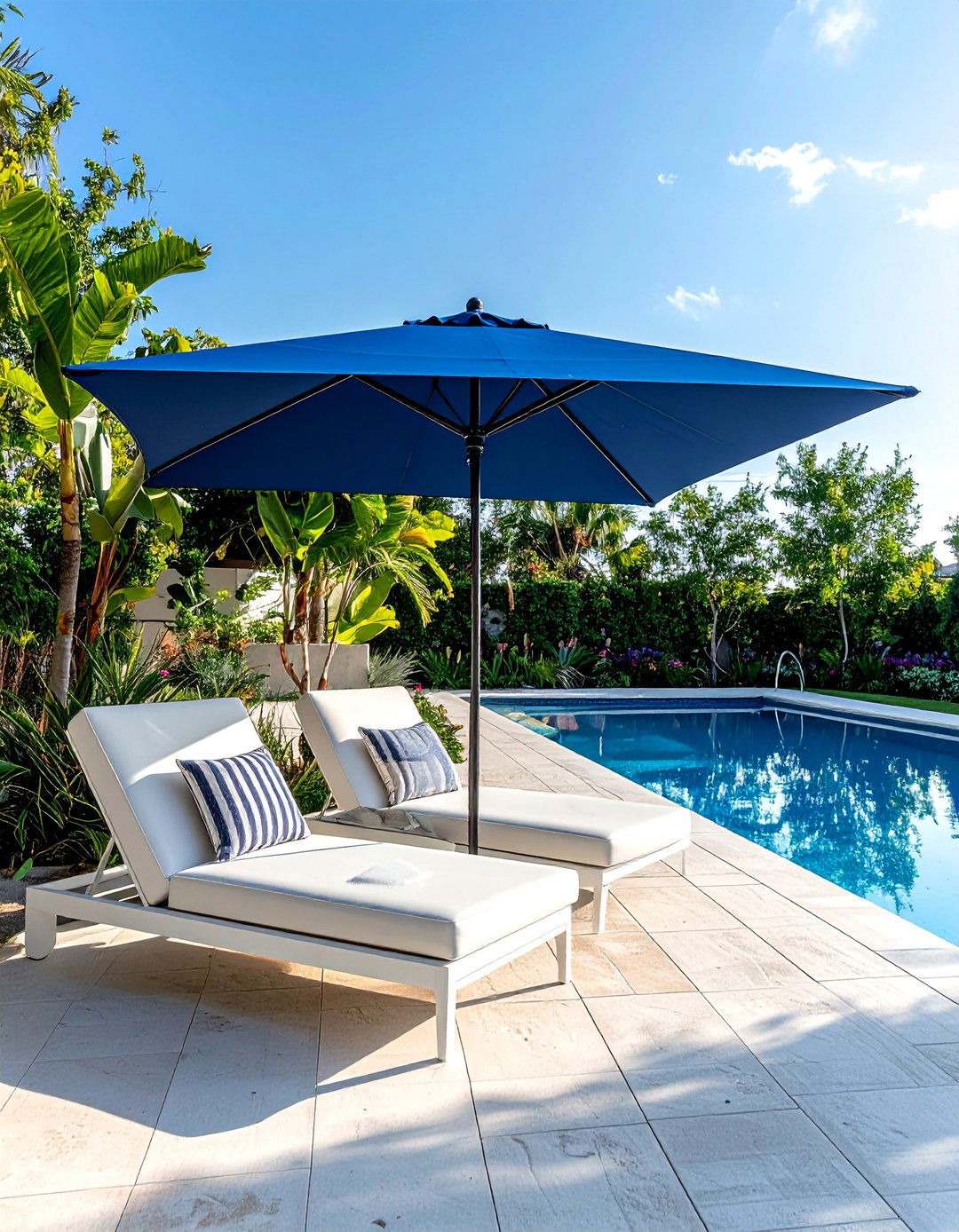 Cantilever Umbrella for Stylish Shade - 20 Pool Decor Ideas for a Refreshing Outdoor Oasis
