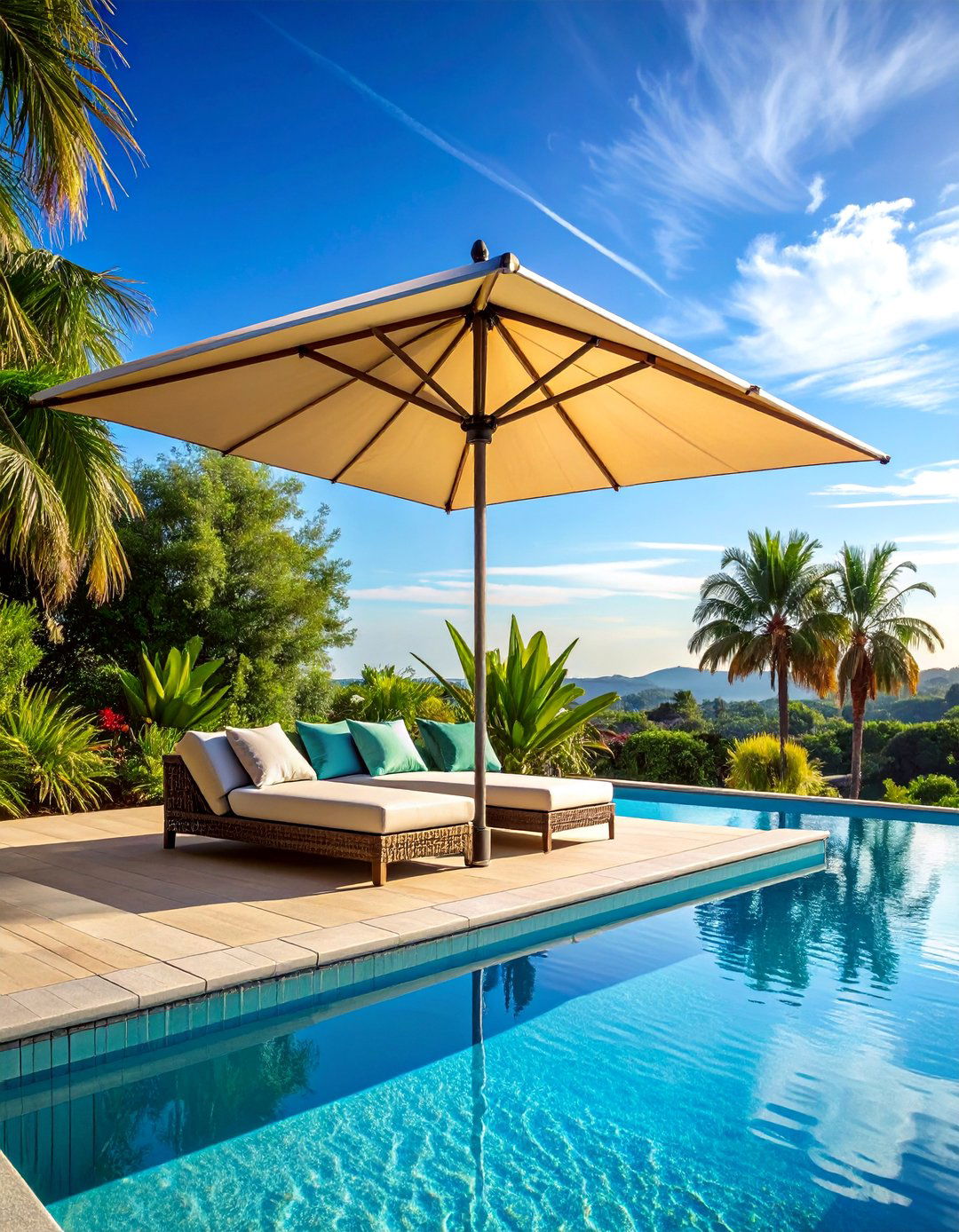 Cantilever Umbrellas for Flexible Shade - 20 Pool Furniture Ideas for a Relaxing Outdoor Space