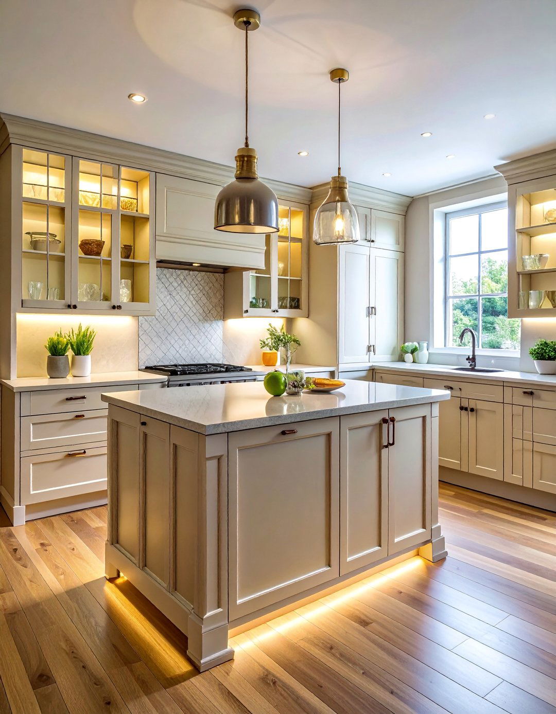 Cashmere Kitchen Cabinets and Glass Fronts - 20 Cashmere Kitchen Ideas for a Soft, Luxurious Look