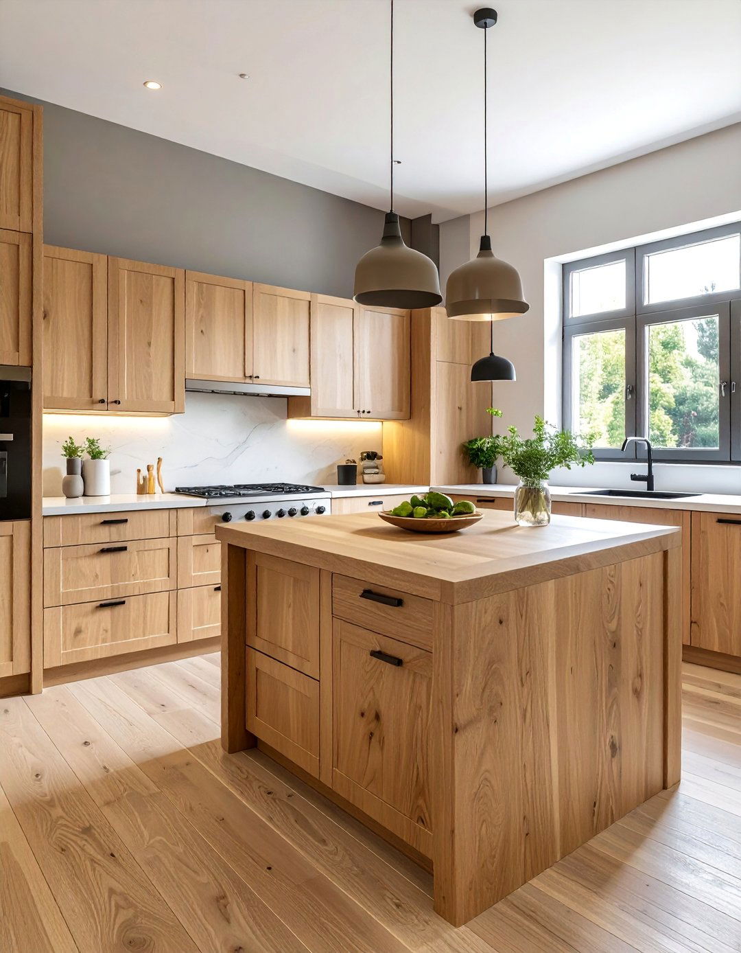 Cashmere Kitchen with a Natural Oak Worktop - 20 Cashmere Kitchen Ideas for a Soft, Luxurious Look