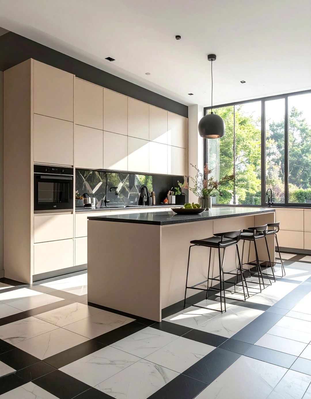 Cashmere Kitchen with a Patterned Tile Floor - 20 Cashmere Kitchen Ideas for a Soft, Luxurious Look