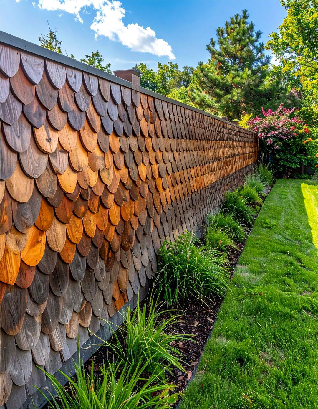 Cedar Shingle Pattern Fence Art - 20 Fence Art Ideas to Beautify Your Outdoor Space