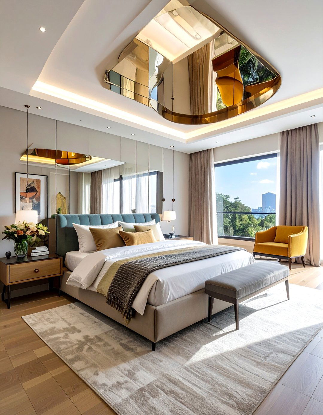 Ceiling Mounted Mirror Installations - 15 Stunning Bedroom Mirror Ideas for a Cozy Space