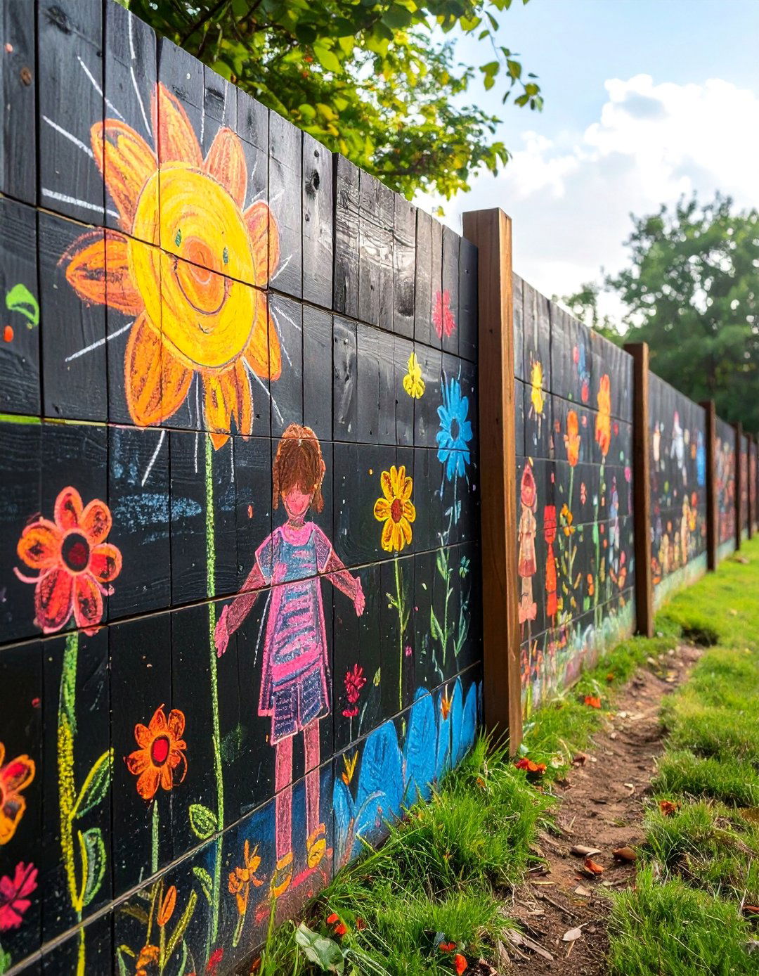 Chalkboard Paint Fence Painting - 20 Fence Painting Ideas to Transform Your Outdoor Space