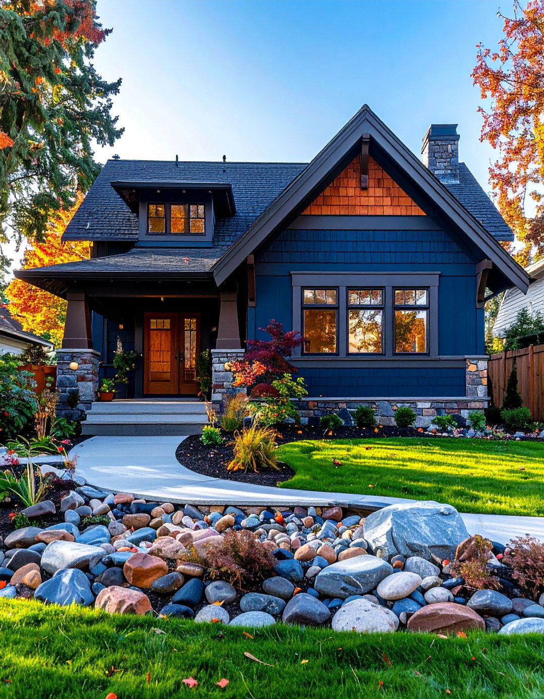 Charming River Rock Foundation Skirt - 30 Stunning Stone Exterior Home Ideas for Curb Appeal