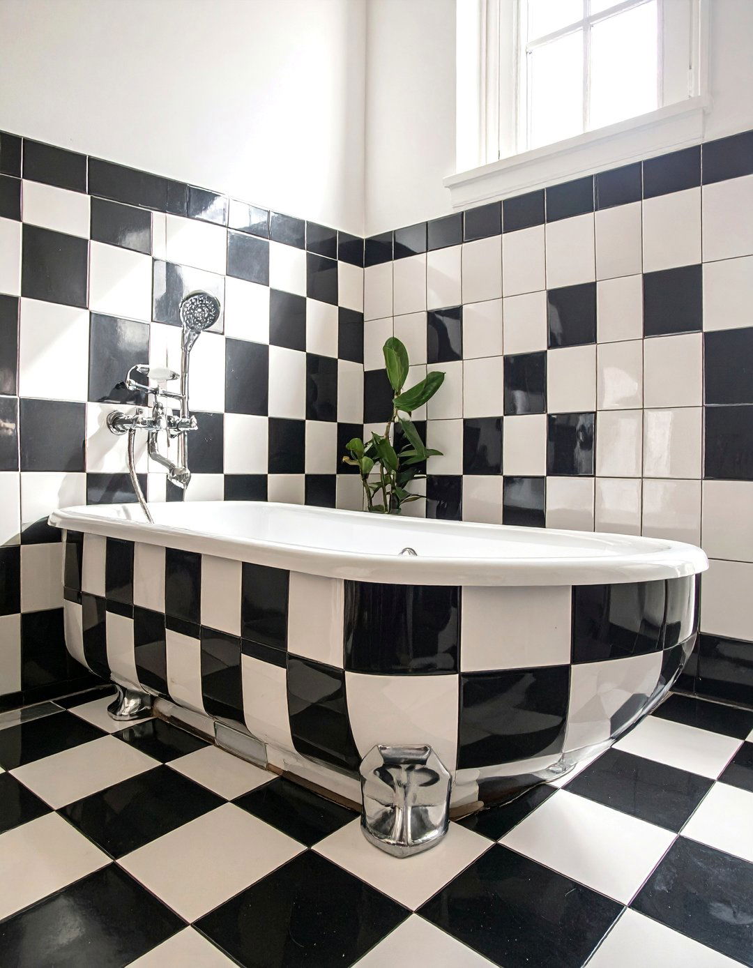 Checkerboard Pattern Bathtub Tiles - 40 Bathtub Tile Ideas for a Stunning Bathroom
