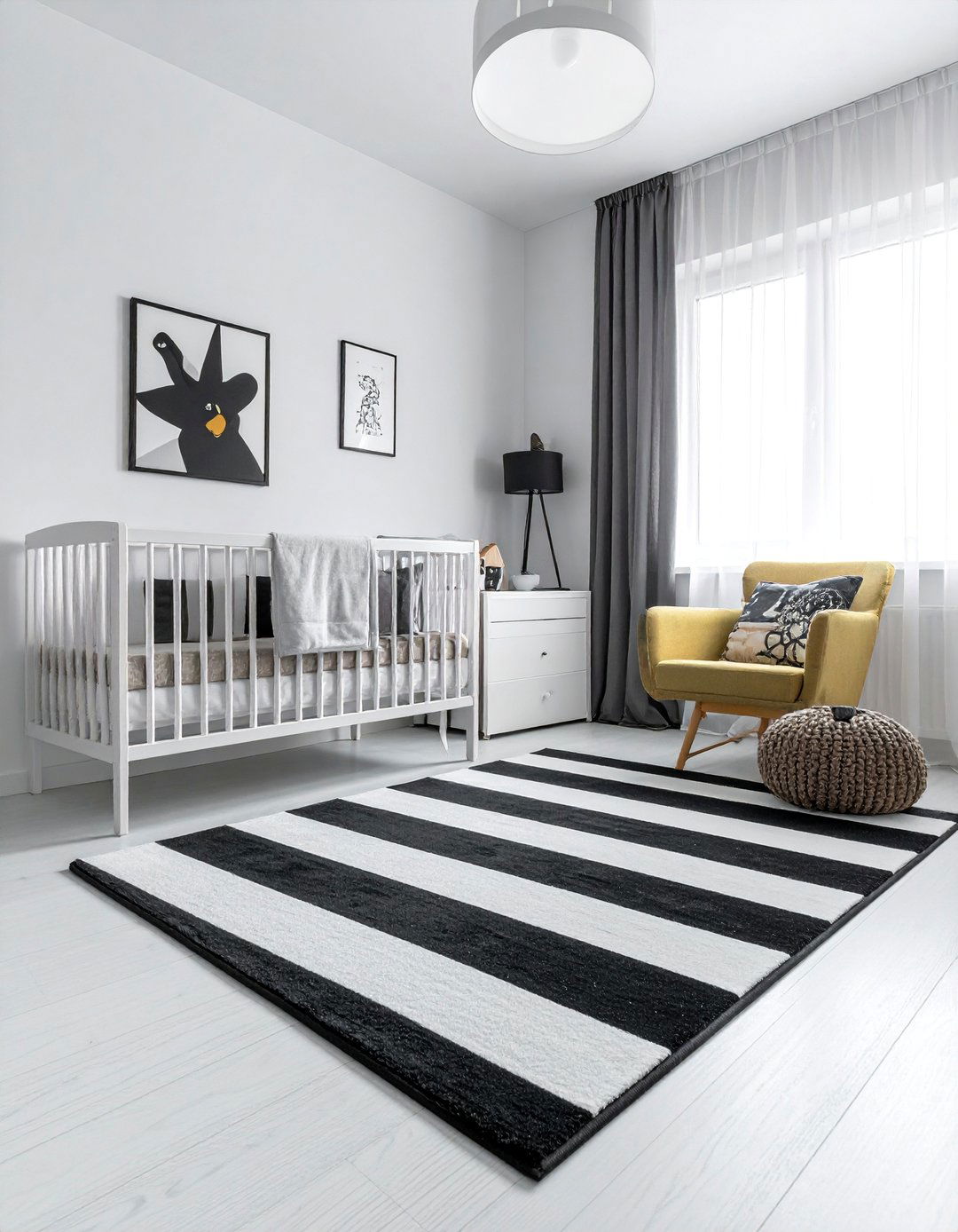 Checkerboard Patterns in a Black and White Nursery - 25 Black and White Nursery Ideas for Timeless Style