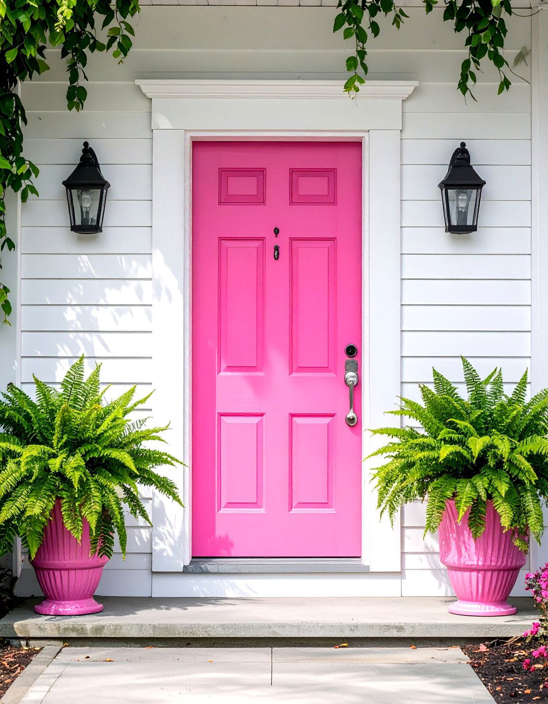 Cheerful Watermelon Pink Front Door - 20 Pink Front Door Ideas for a Charming Entrance