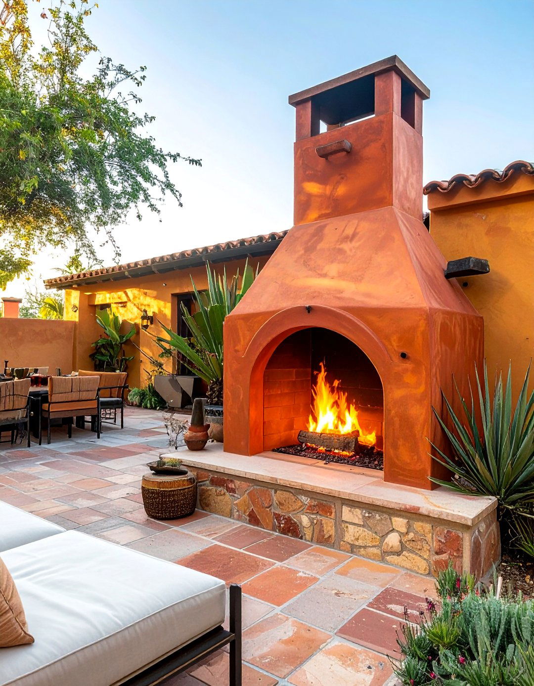 Chimenea Style Outdoor Fireplace - 20 Mexican Outdoor Kitchen Ideas for Entertaining