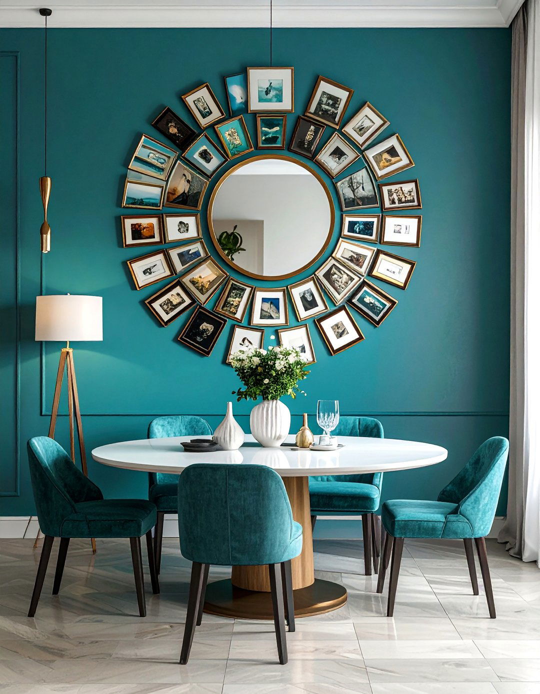 Circular Arrangement Photo Wall - 40 Photo Wall Ideas to Personalize Your Living Space