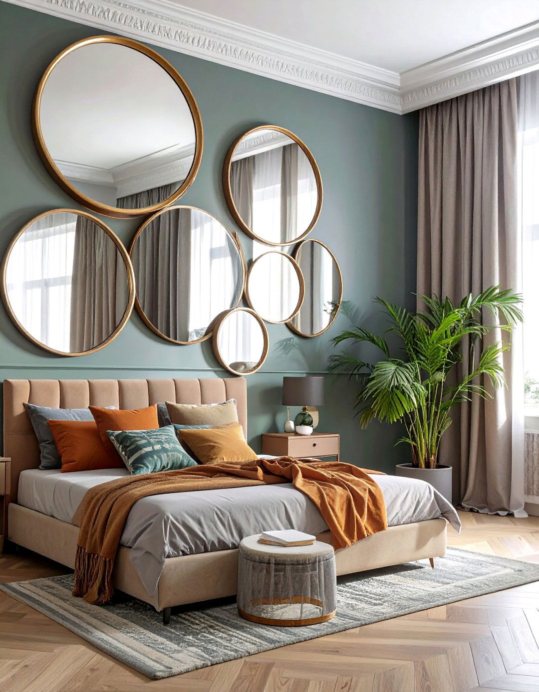 Circular Mirror Cluster - 30 Mirror Gallery Wall Ideas to Elevate Your Decor