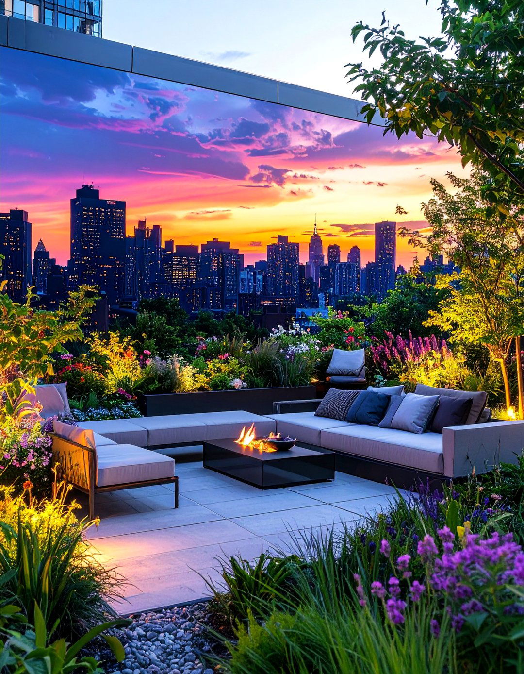 Cityscape Silhouette Garden Mural - 30 Garden Mural Ideas to Brighten Your Outdoor Space