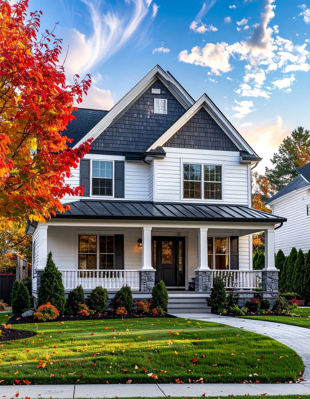 Classic Horizontal Lap and Gable Shake Siding - 20 Two-tone Siding Designs to Boost Curb Appeal