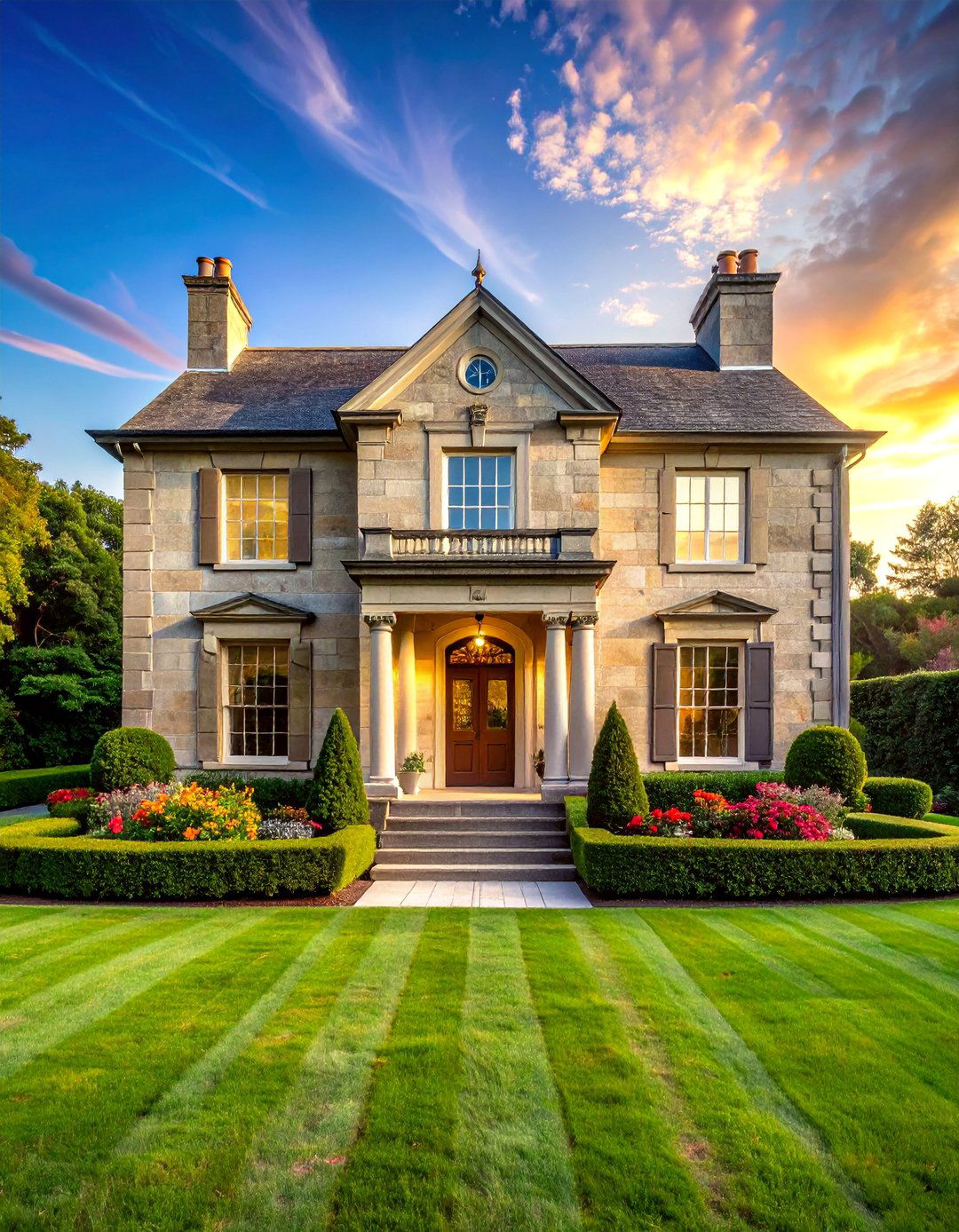 Classic Limestone Block Exterior - 30 Stunning Stone Exterior Home Ideas for Curb Appeal