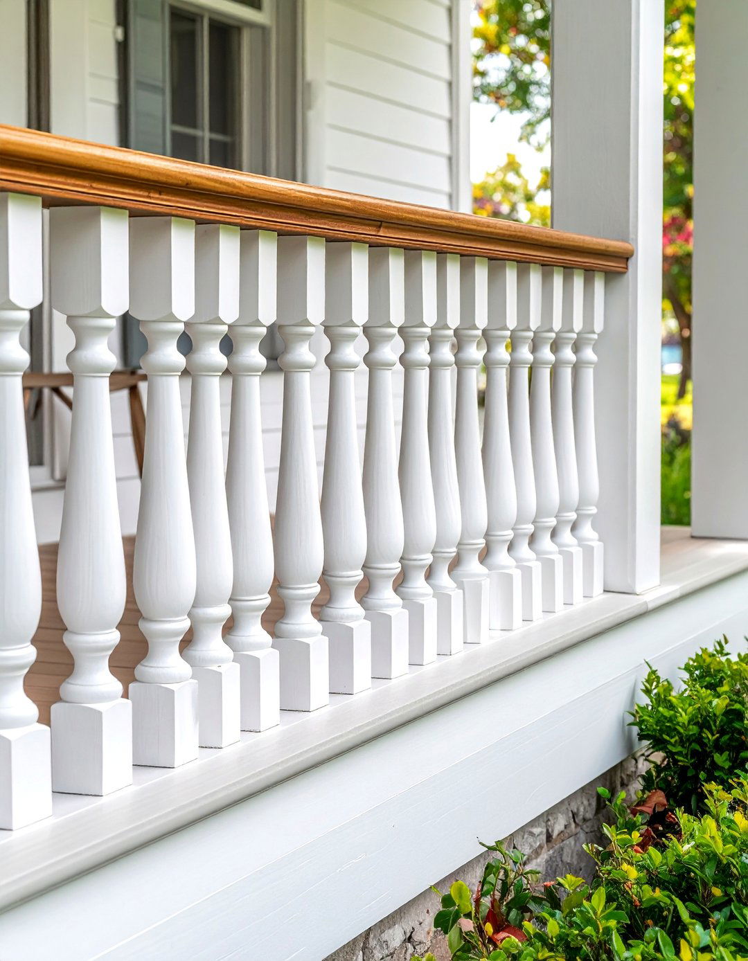 Classic Wood Baluster Front Porch Railing - 25 Front Porch Railing Ideas for Curb Appeal