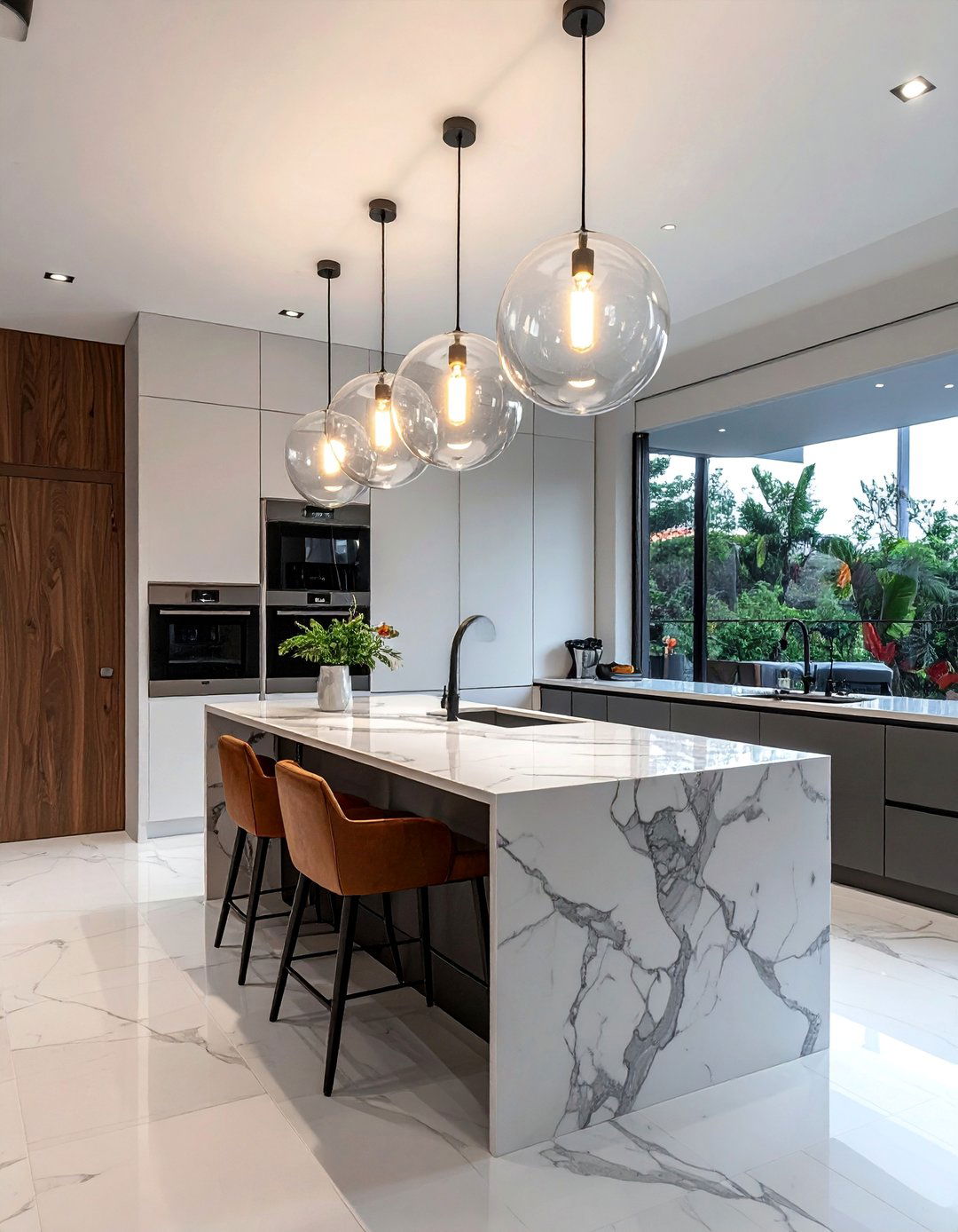 Clear Glass Globe Pendants - 20 Kitchen Island Lighting Ideas to Brighten Your Space