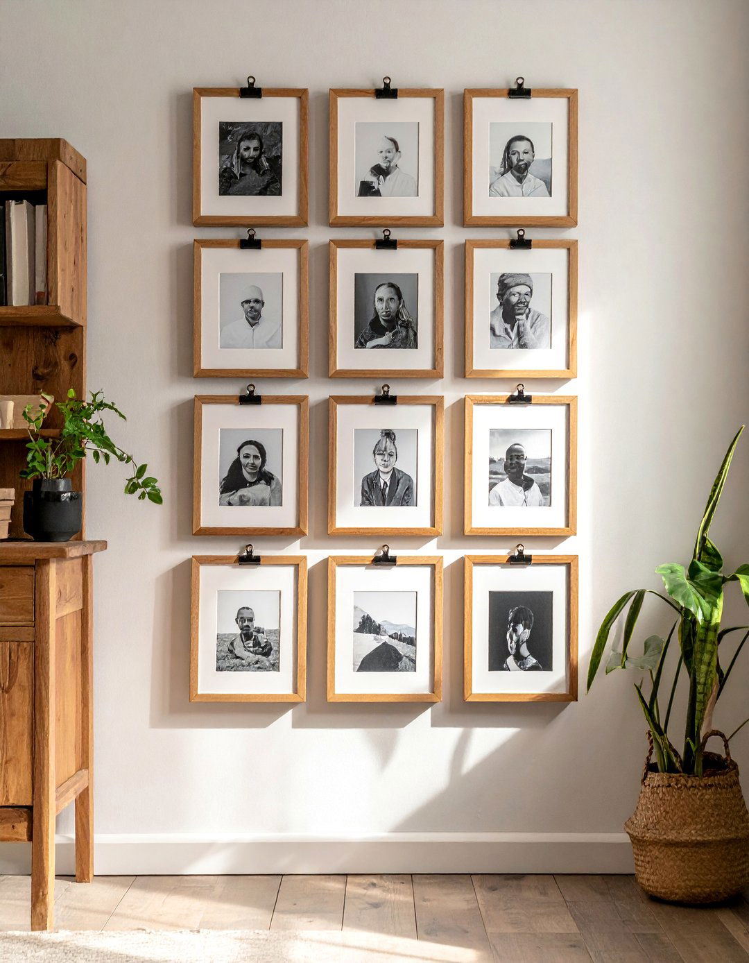 Clipboard Photo Wall - 40 Photo Wall Ideas to Personalize Your Living Space