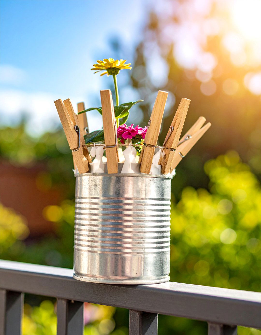 Clothespin Planter for Railings - 40 Small Patio Ideas on a Budget for Cozy Outdoor Living