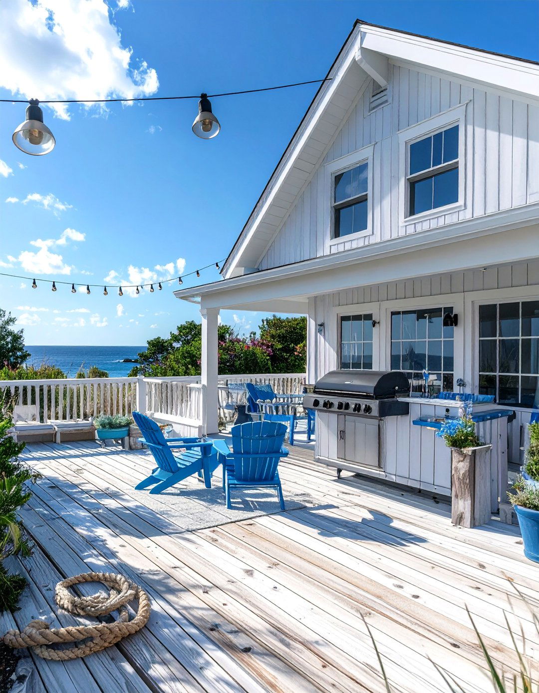 Coastal Beach House BBQ Deck - 40 Amazing BBQ Area Ideas for Outdoor Living