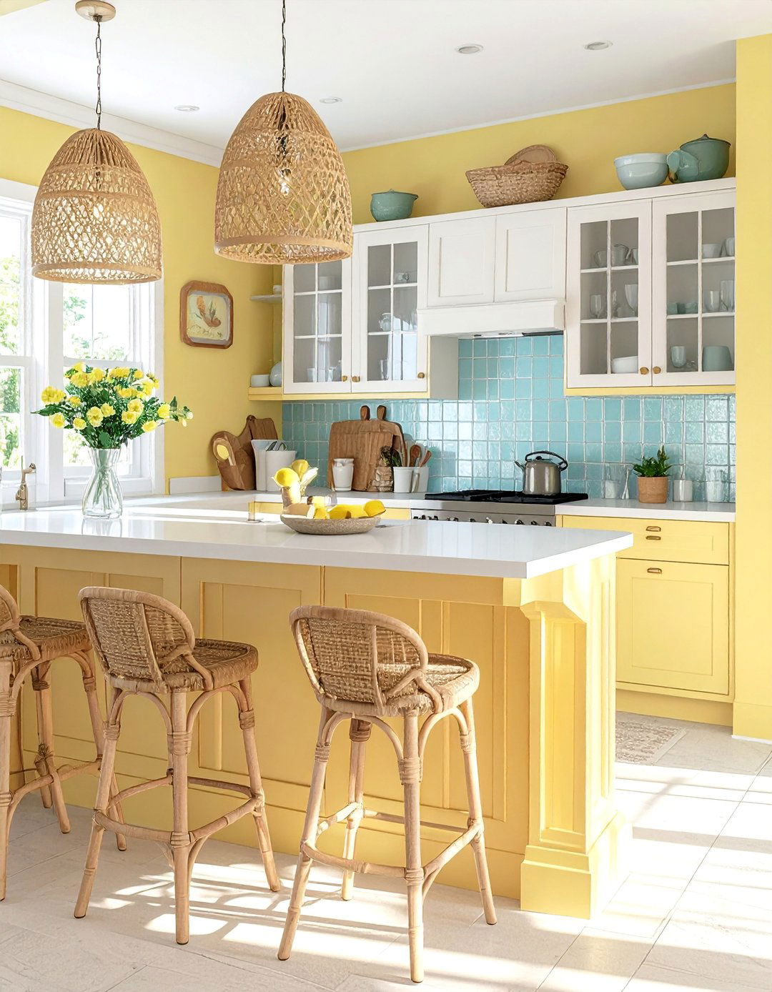 Coastal Inspired Pale Yellow Kitchen - 15 Pale Yellow Kitchen Ideas for a Bright and Airy Look