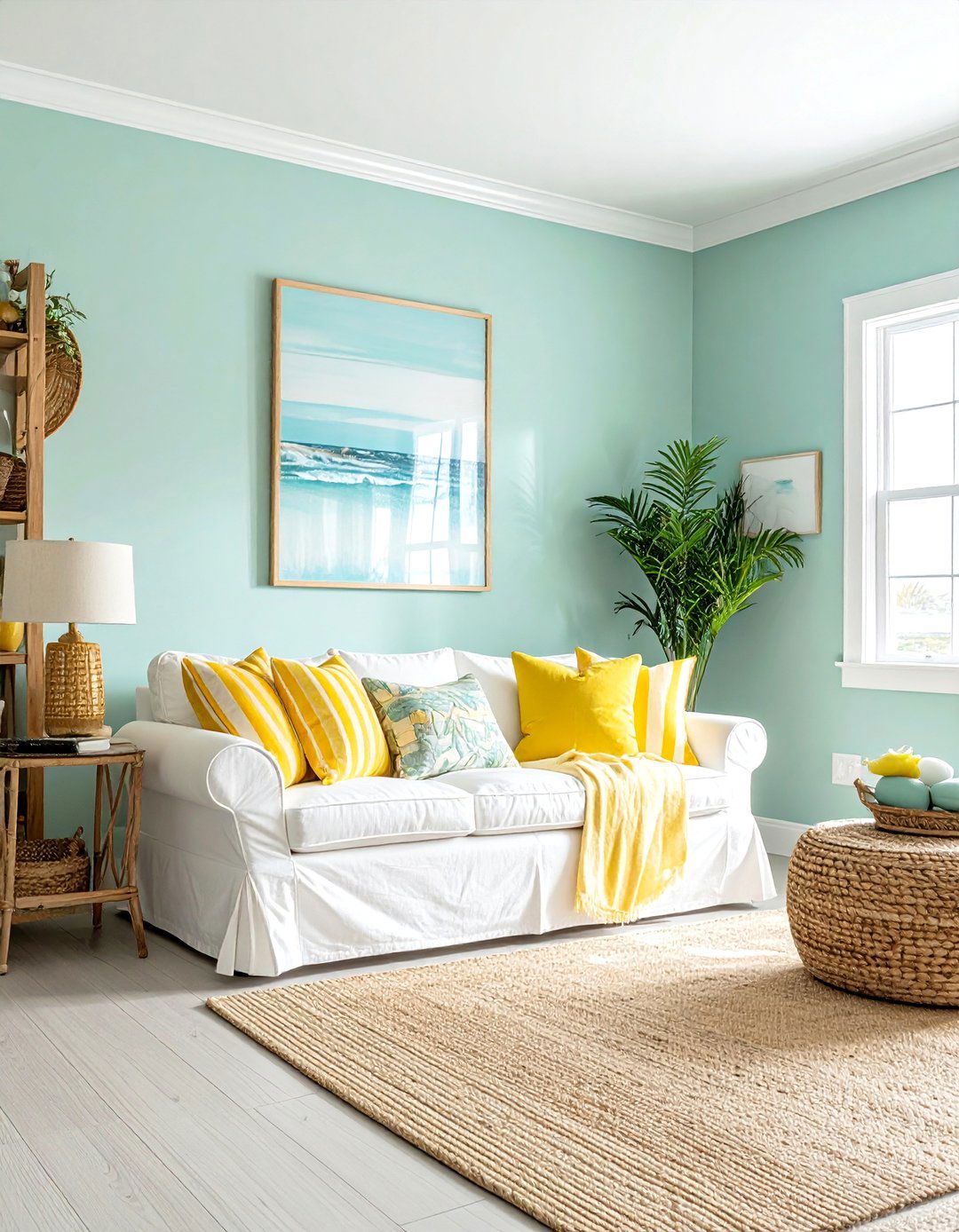 Coastal Inspired Teal and Yellow Living Room - 25 Vibrant Teal and Yellow Living Room Ideas