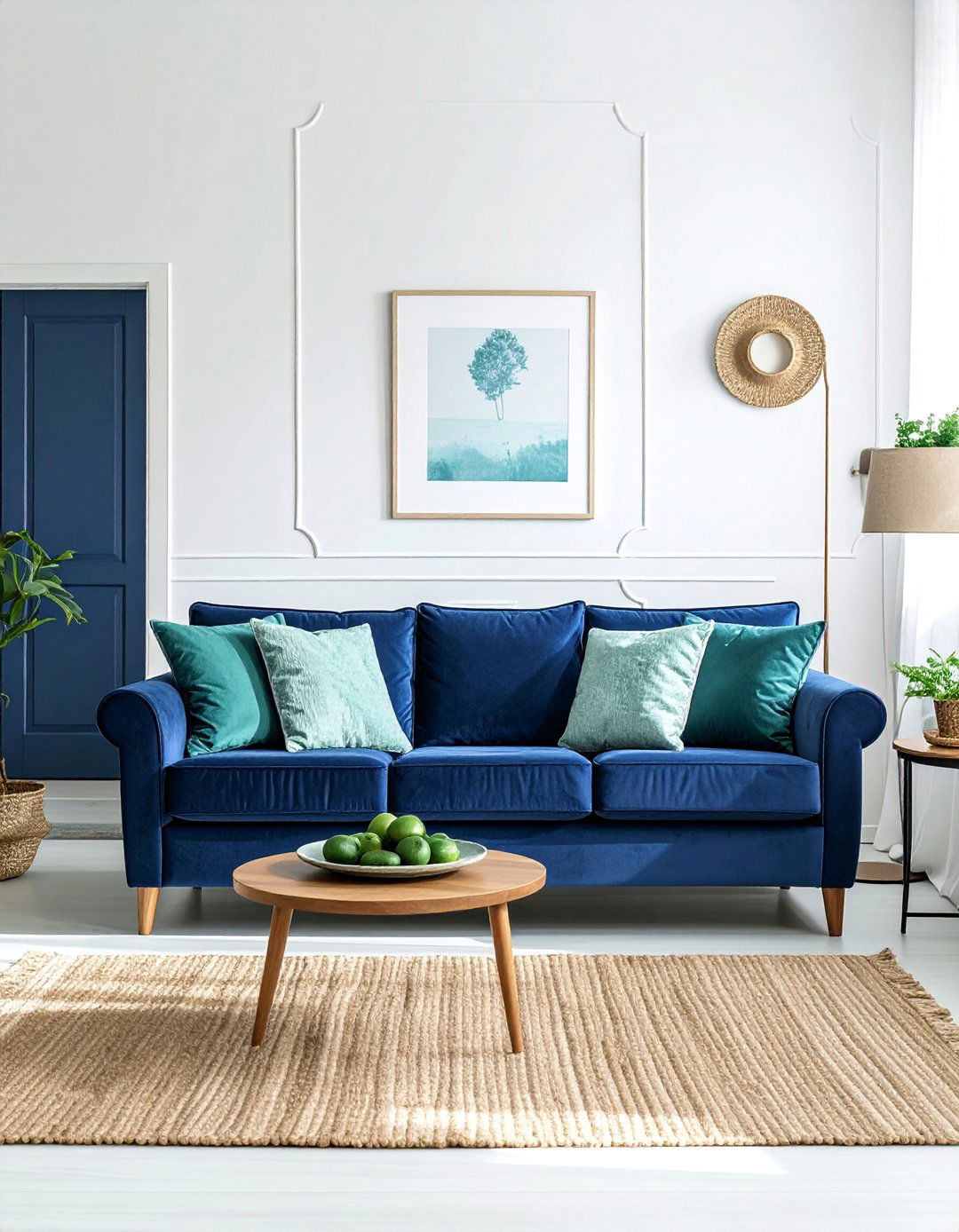 Coastal Living Room with Navy Blue and Seafoam Green - 20 Blue and Green Living Room Ideas for a Fresh Look