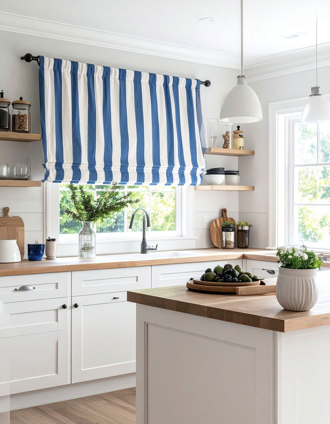 Coastal Striped Tie Up Kitchen Valance - 20 Kitchen Valance Ideas for a Stylish and Functional Space