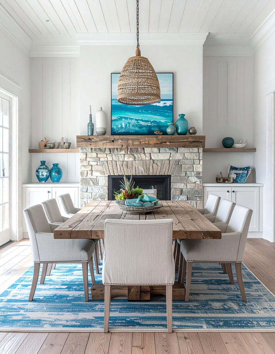 Coastal Style Fireplace Dining Rooms - 30 Dining Rooms With Fireplaces for Cozy Meals